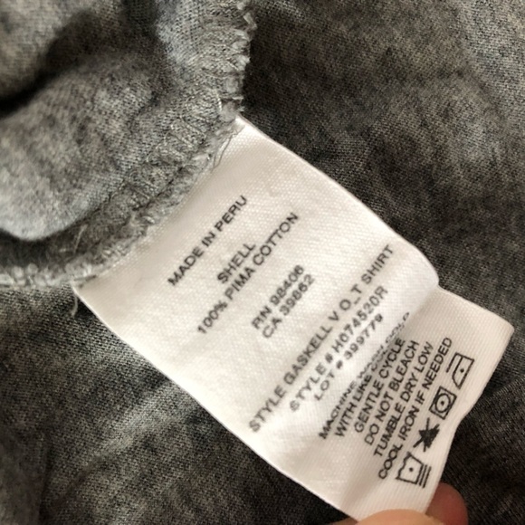 Theory 100% Pima Cotton V Neck T Shirt in Grey Size S - Picture 6 of 8